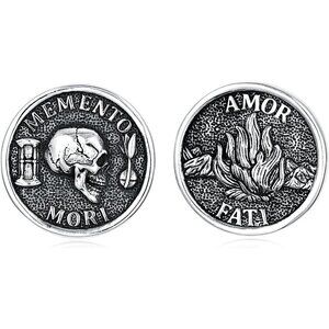 Memento Mori Stud Earrings S925 Sterling Silver Jewelry Gift for Men No Gemstone